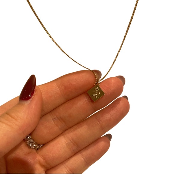 (3/$10) Mini Diamond Square Shape Gold Tone Necklace - Picture 4 of 6